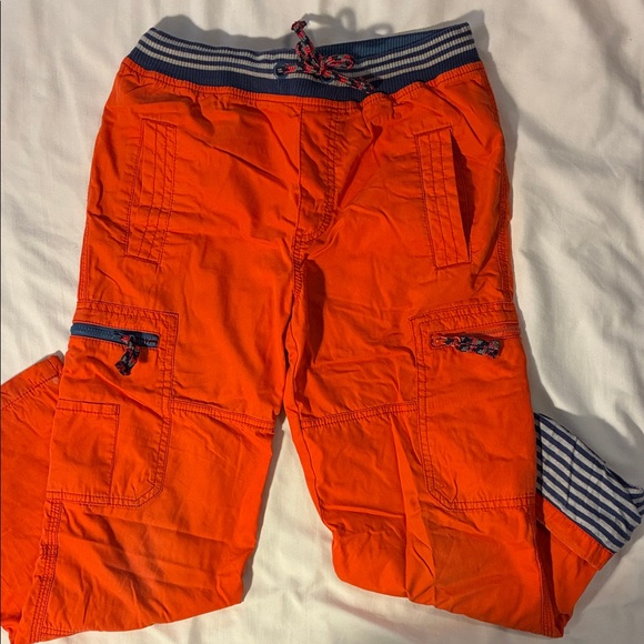 Mini Boden Other - Mini Boden Orange Cargo Pants with Blue Striped Waistband